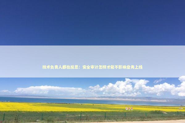 技术负责人都在反思：安全审计怎样才能不影响业务上线